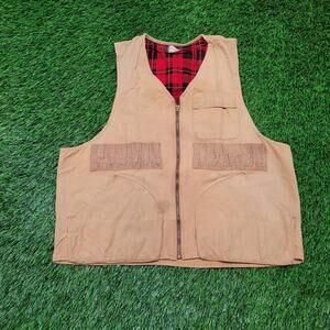 VTG 60s Drybak Canvas Hunting Vest Medium Short Cropped Fit Flannel Lined Yoke